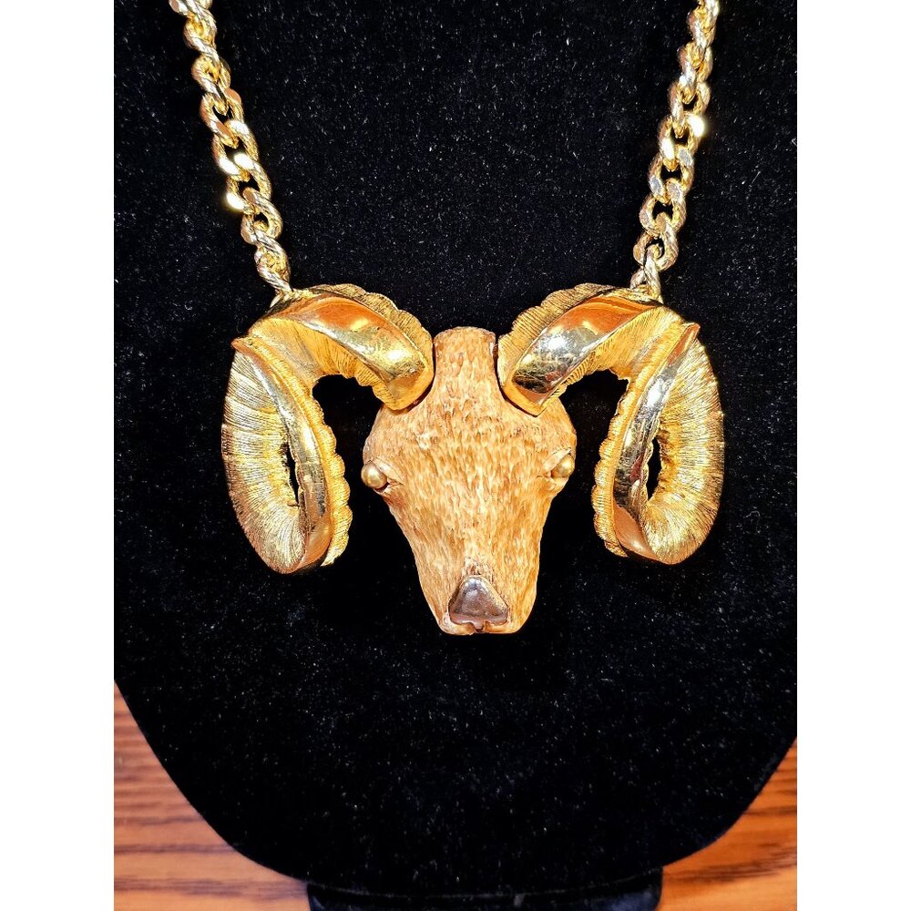 Vintage RAZZA Aries Ram Head Necklace